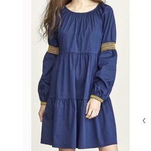 Elizabeth and James Navy Embroidered Boho Dress